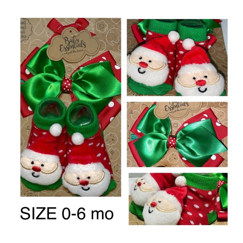 BABY ESSENTIALS CHRISTMAS HEADBAND AND SOCKS SET 0-6 months NEW